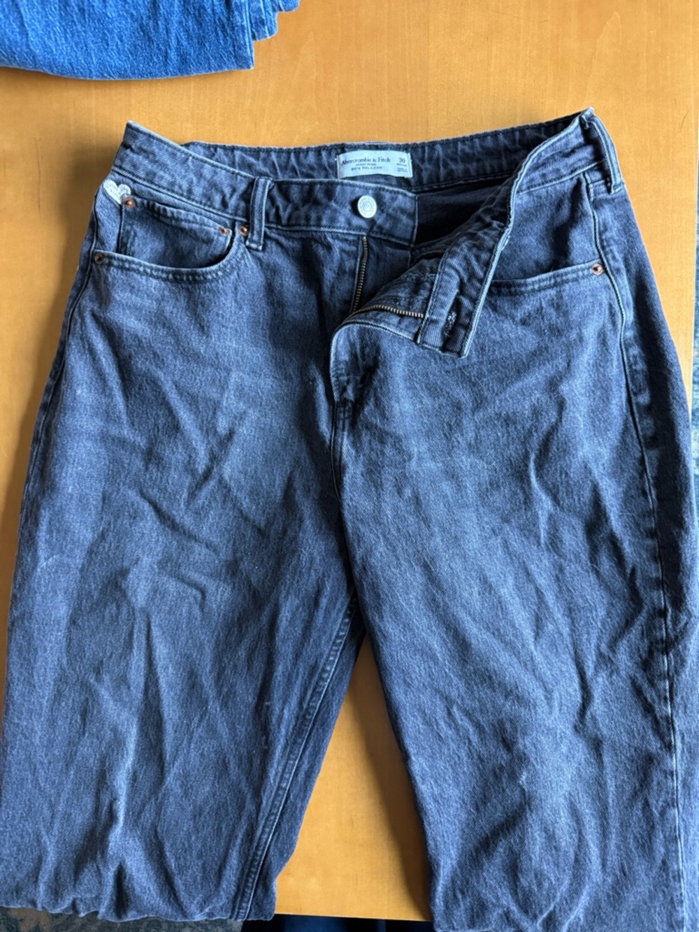 Abercrombie & Fitch Curve Love Charcoal Black High-Rise Relaxed Denim Shorts